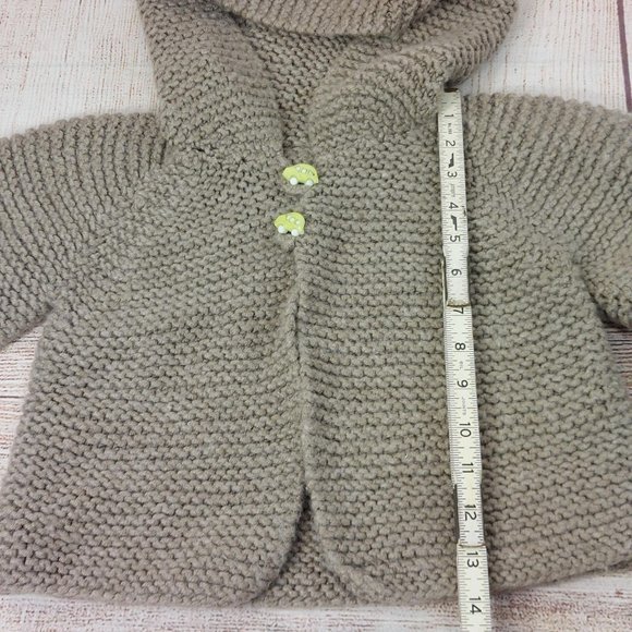 Baby Hooded Cardigan Sweater Handmade Wool Knitted Crochet Car Buttons Warm Top - Picture 4 of 8